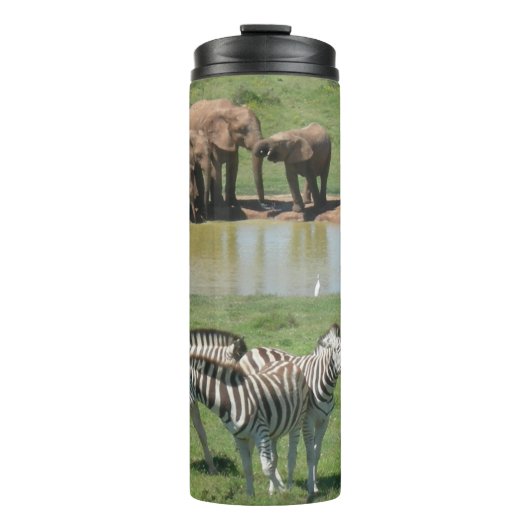 Afrikanische Elefanten und Zebras Tumbler Thermosbecher (Vorderseite)