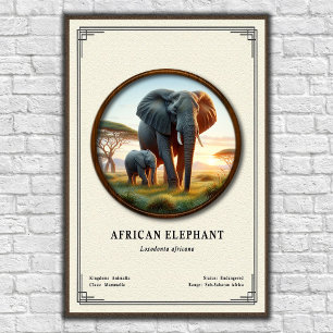 Afrikanische Elefanten-Zoologie-Serie Poster