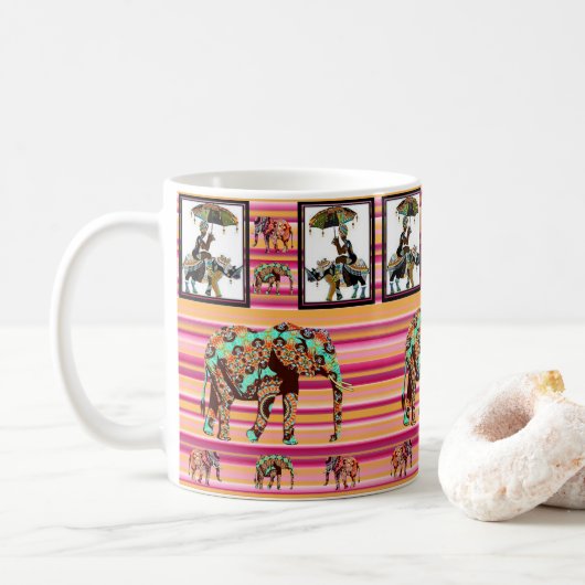 Afrikanische Elefantenfrauen Stripe-Tasse Kaffeetasse (Mit Donut)