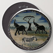 afrikanische Elefantenkunst Print Button (Vorne & Hinten)