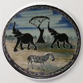 afrikanische Elefantenkunst Print Button (Vorderseite)