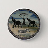 afrikanische Elefantenkunst Print Button (Vorderseite)