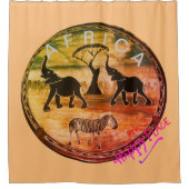 afrikanische Elefantenkunst Print Duschvorhang (Vorderseite)