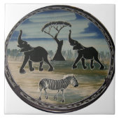 afrikanische Elefantenkunst Print Fliese (Vorderseite)