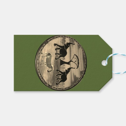 afrikanische Elefantenkunst Print Geschenkanhänger (Vorderseite (Horizontal))