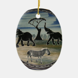 afrikanische Elefantenkunst Print Keramik Ornament