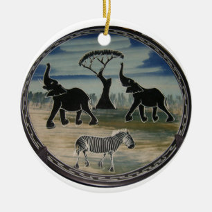 afrikanische Elefantenkunst Print Keramik Ornament