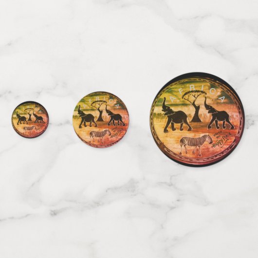 afrikanische Elefantenkunst Print Konfetti (Rückseiten)