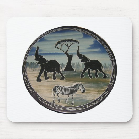 afrikanische Elefantenkunst Print Mousepad (Vorne)