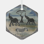 afrikanische Elefantenkunst Print Ornament Aus Glas (Vorderseite)