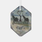 afrikanische Elefantenkunst Print Ornament Aus Glas (Vorderseite Links)