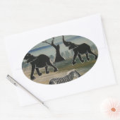 afrikanische Elefantenkunst Print Ovaler Aufkleber (Umschlag)