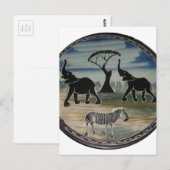 afrikanische Elefantenkunst Print Postkarte (Vorne/Hinten)