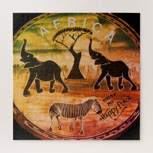 afrikanische Elefantenkunst Print Puzzle (Vertikal)