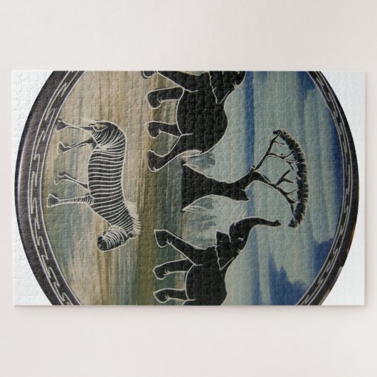 afrikanische Elefantenkunst Print Puzzle (Horizontal)