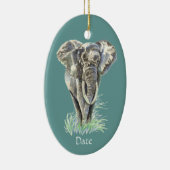 Afrikanische Elefantentierart Wasserfarbe Kunst Keramikornament (Rechts)