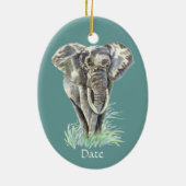 Afrikanische Elefantentierart Wasserfarbe Kunst Keramikornament (Hinten)