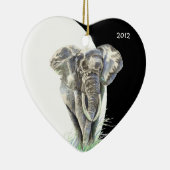 Afrikanische Elefantentierart Wasserfarbe Kunst Keramikornament (Rechts)