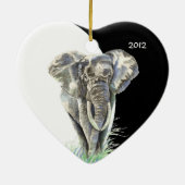 Afrikanische Elefantentierart Wasserfarbe Kunst Keramikornament (Hinten)