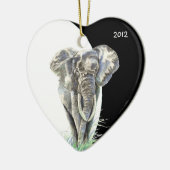 Afrikanische Elefantentierart Wasserfarbe Kunst Keramikornament (Links)