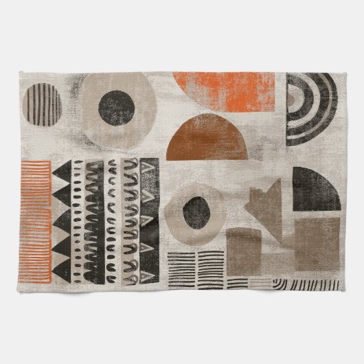 Afrikanische Elemente in gedämpften Farben Geschirrtuch (Horizontal)