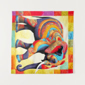 afrikanische Elephant Quilt Look Tapestry Wandteppich (Vorderseite (Horizontal))