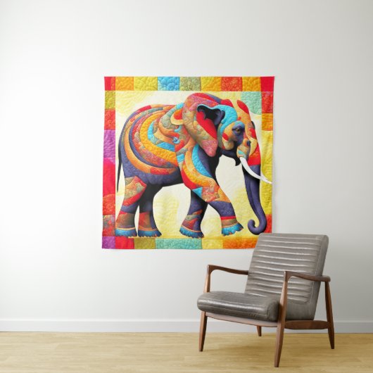 afrikanische Elephant Quilt Look Tapestry Wandteppich (Beispiel)