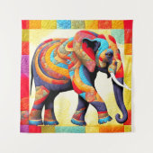 afrikanische Elephant Quilt Look Tapestry Wandteppich (Vorderseite)