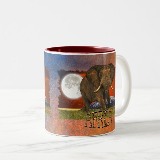 Afrikanische Elephant & Savannah Moon AFRICA Tasse (VorderseiteRechts)