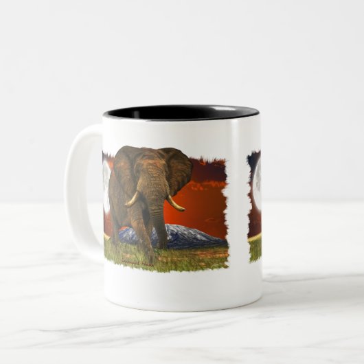 Afrikanische Elephant & Savannah Moon Zweifarbige Tasse (Vorderseite Links)
