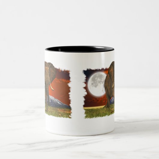 Afrikanische Elephant & Savannah Moon Zweifarbige Tasse (Mittel)