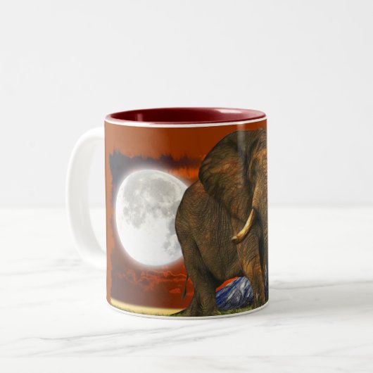 Afrikanische Elephant & Savannah Moon Zweifarbige Tasse (Vorderseite Links)