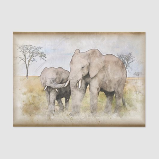 Afrikanische Elephant Watercolor Seidenpapier (Vorderseite)