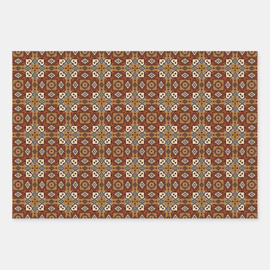 Afrikanische Erde - Nahtloses ethnisches Muster - Geschenkpapier Set (Vorderseite 3)
