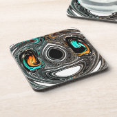 afrikanische Ethnic Doodle Zebra Textured Art Prin Getränkeuntersetzer (Linke Seite)