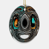 afrikanische Ethnic Doodle Zebra Textured Art Prin Keramik Ornament (Rechts)