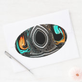 afrikanische Ethnic Doodle Zebra Textured Art Prin Ovaler Aufkleber (Umschlag)