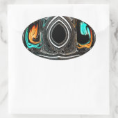 afrikanische Ethnic Doodle Zebra Textured Art Prin Ovaler Aufkleber (Tasche)