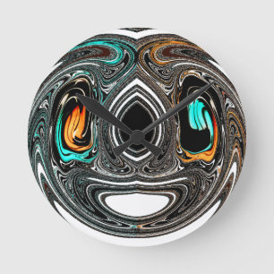 afrikanische Ethnic Doodle Zebra Textured Art Prin Runde Wanduhr