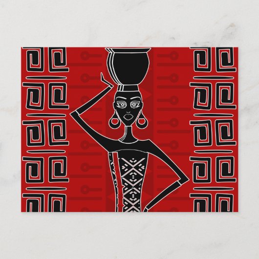 Afrikanische Ethnic Ornament Black and Red N1 Postkarte (Vorderseite)