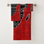 Afrikanische Ethnic Ornament Black and Red N9 Badhandtuch Set (Insitu)
