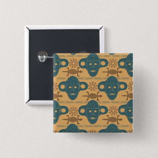 Afrikanische ethnische Gesichtspattern in Stammesm Button (Vorne & Hinten)