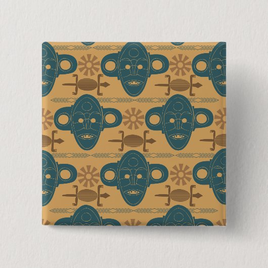 Afrikanische ethnische Gesichtspattern in Stammesm Button (Vorderseite)