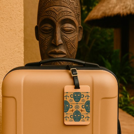 Afrikanische ethnische Gesichtspattern in Stammesm Gepäckanhänger