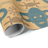 Afrikanische ethnische Gesichtspattern in Stammesm Geschenkpapier (Rolleneckpunkt)