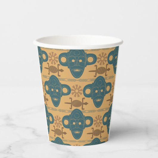 Afrikanische ethnische Gesichtspattern in Stammesm Pappbecher (Vorderseite)