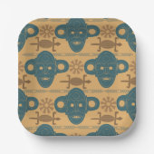 Afrikanische ethnische Gesichtspattern in Stammesm Pappteller (Vorderseite)