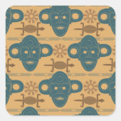 Afrikanische ethnische Gesichtspattern in Stammesm Quadratischer Aufkleber (Vorderseite)