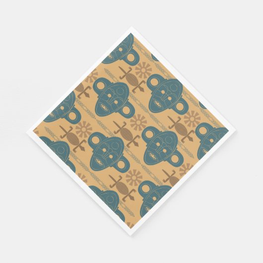 Afrikanische ethnische Gesichtspattern in Stammesm Serviette (Ecke)