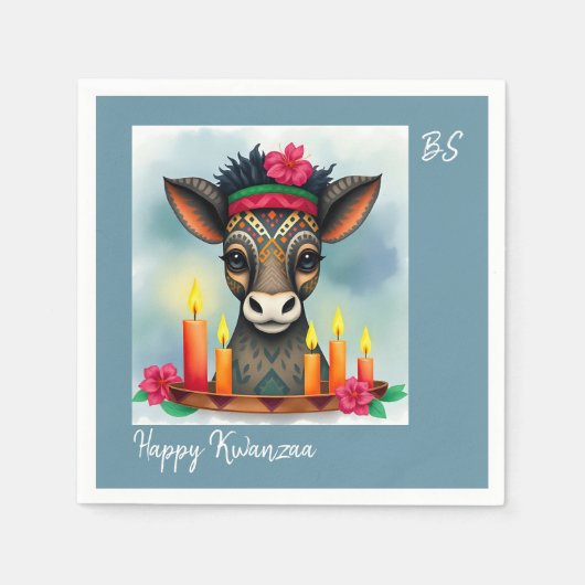 Afrikanische ethnische Kwanzaa Wilde Tiere in vers Serviette (Vorderseite)